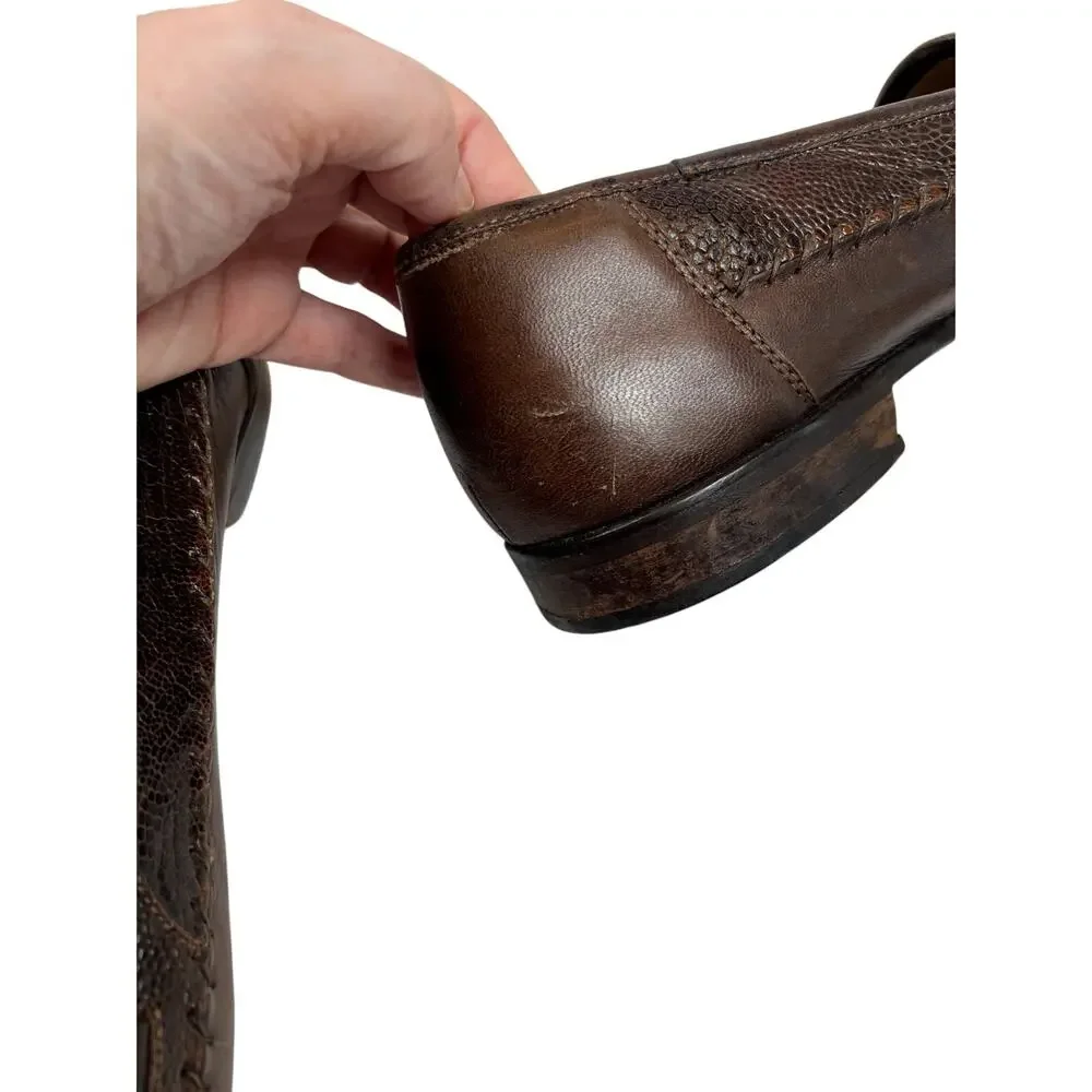 Zelli Brown Textured Leather Tassel Loafers – Size 13M (Made in Italy)